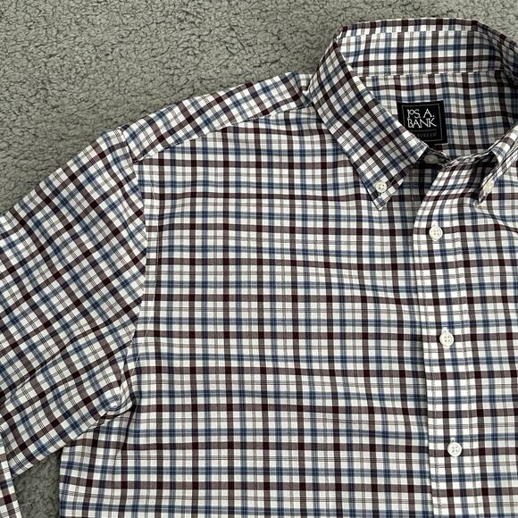 Joseph A Bank Traveler Dress Shirt Mens Large Plaid Button-Down Long Sleeve - Picture 3 of 14
